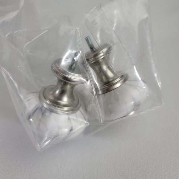 JcPenney Home Set Of 2 Faux Marble Finial Brushed Nickle Finish - Picture 5 of 14